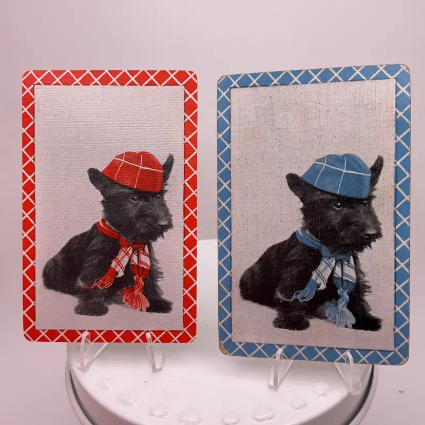 PP4 VTG Scottie Scotish Terrier Dog Playing Cards Lot of 2