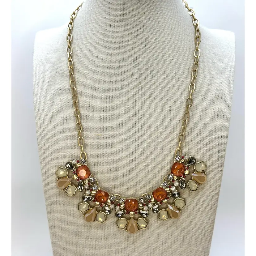The Limited Peach, Yellow, Clear Bling Brushed Gold-tone Necklace