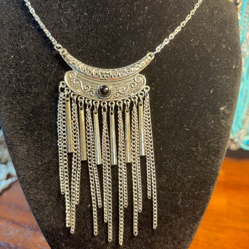 Metal Ornate Necklace 36 Inch