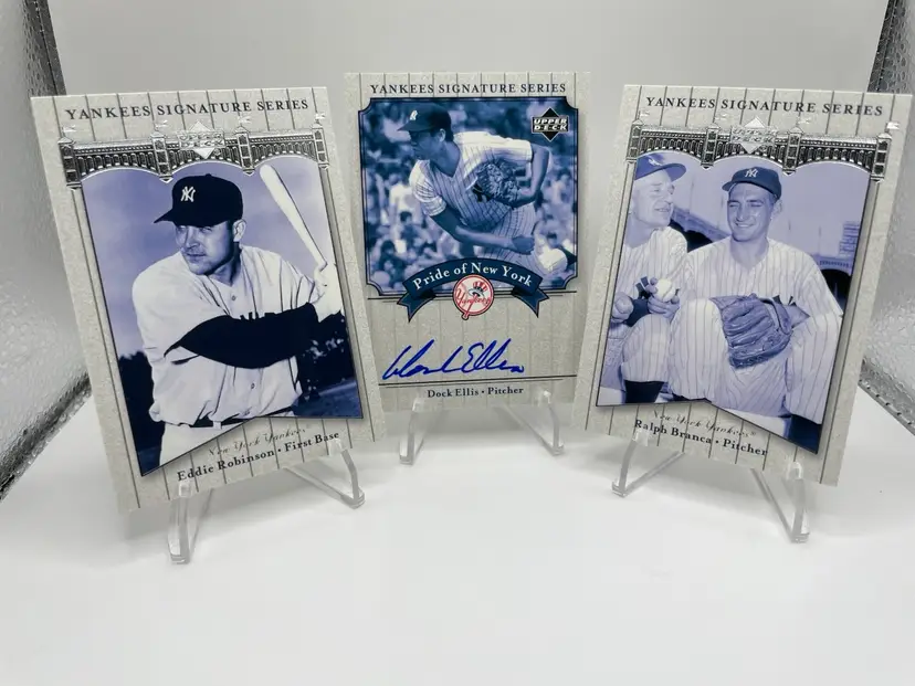 2003 UD Yankee Signature Series 3-card Lot With Dock Ellis Auto New York Yankees