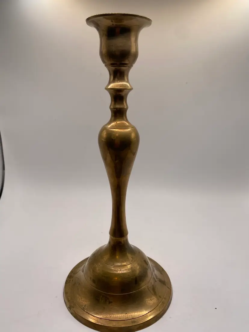 Vintage 9" Solid Brass Candlestick Holder Made in India Boho Taper Candle Stand