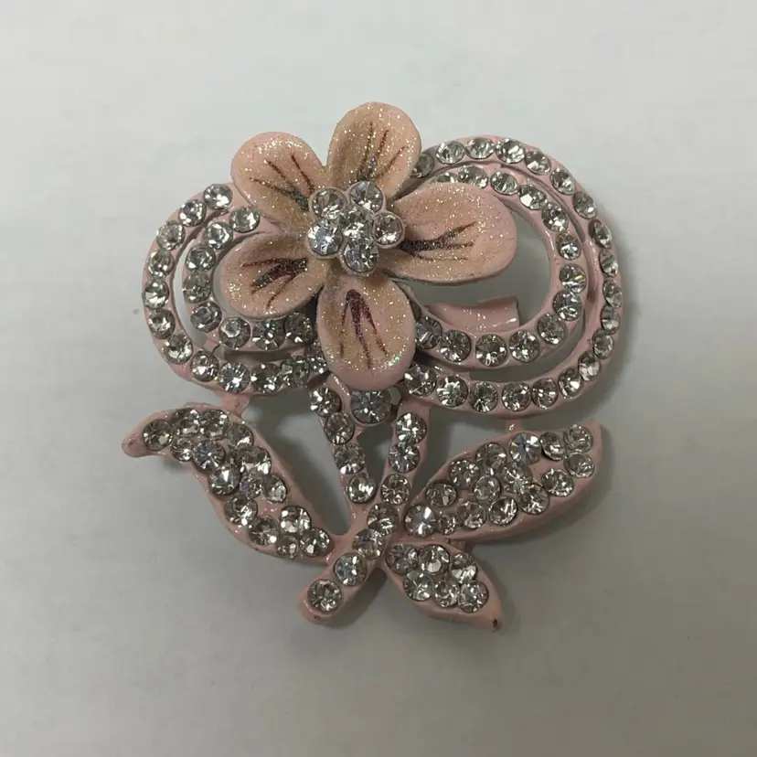 #08 - Blush Pink Rhinestone Brooch 2”