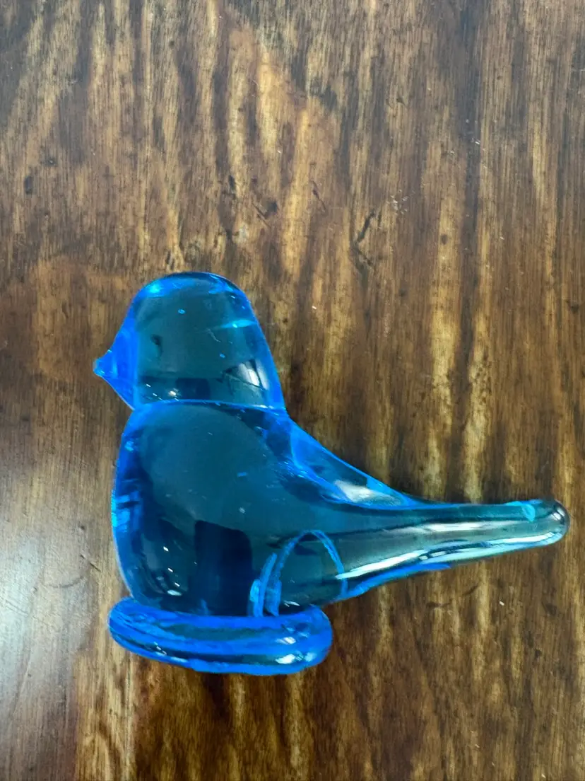 Vintage Signed Bluebird Of Happiness Glass Ray Bird 1993