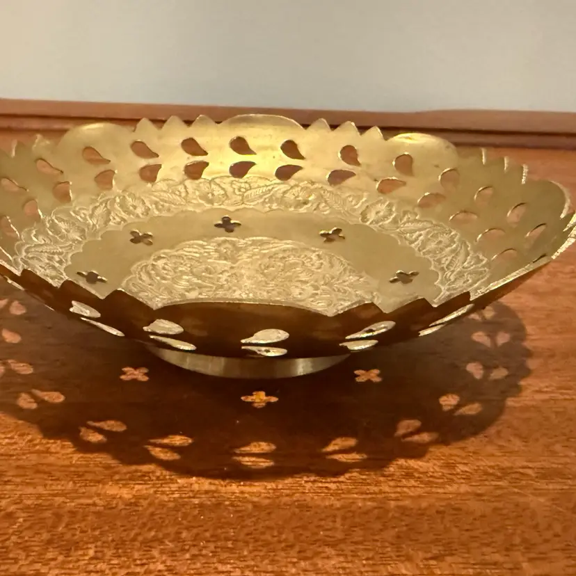 Etched Brass Pierced Decorative Bowl