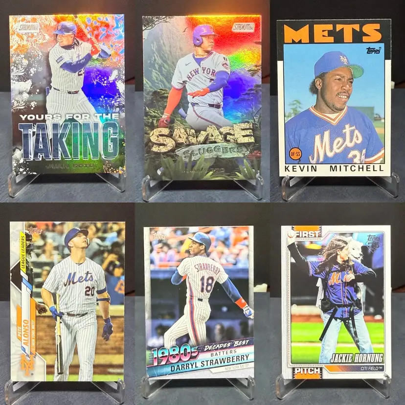 New York Mets 6 Card Lot Juan Soto Kevin Mitchell RC Pete Alonso + Strawberry And More