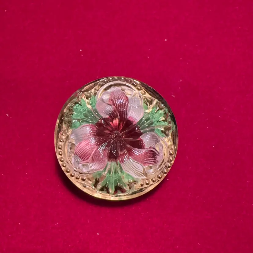 Czechoslovakian Iridescent Button 7/8” Antique
