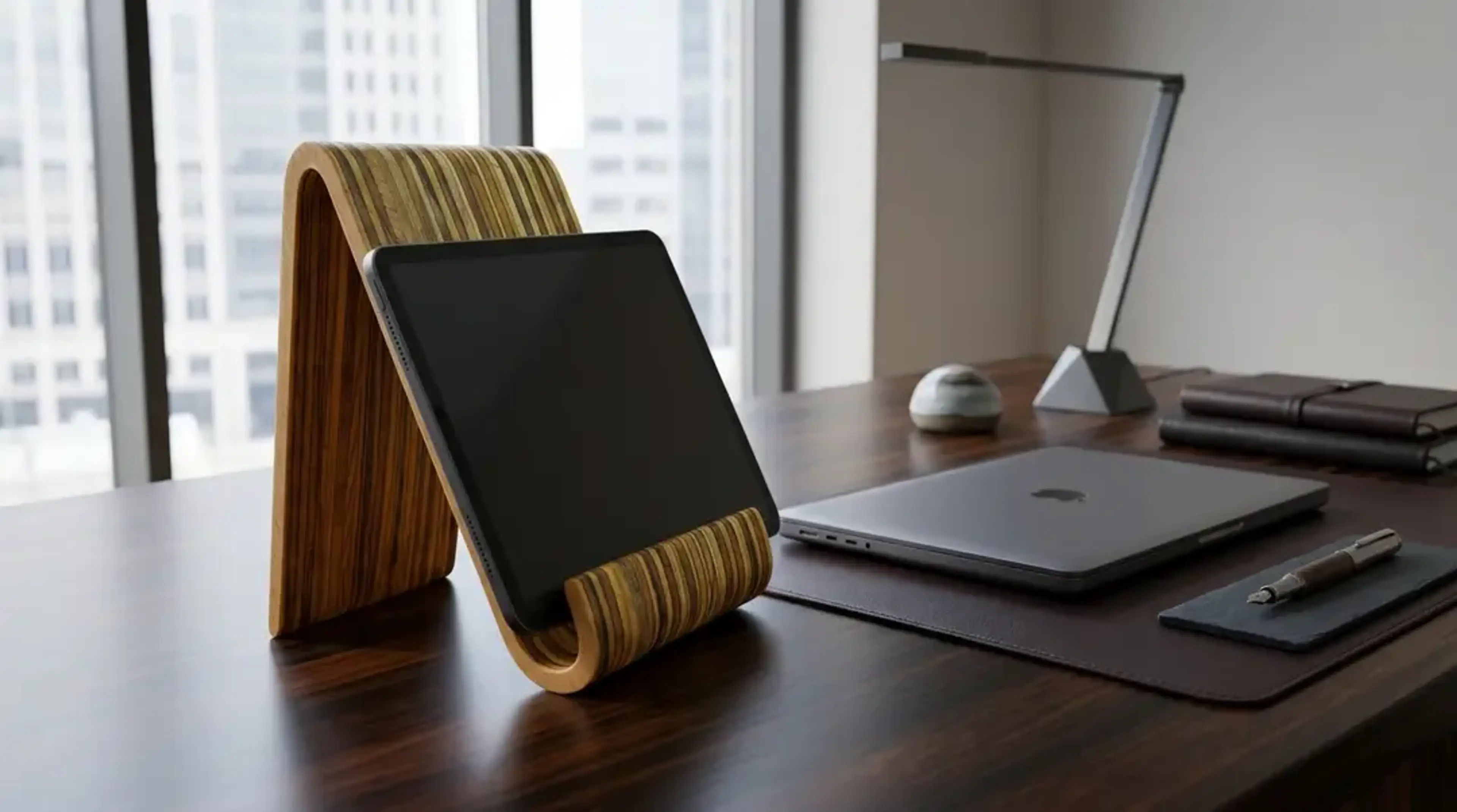 The Lofi Arch Sculptural Wooden Tablet Stand