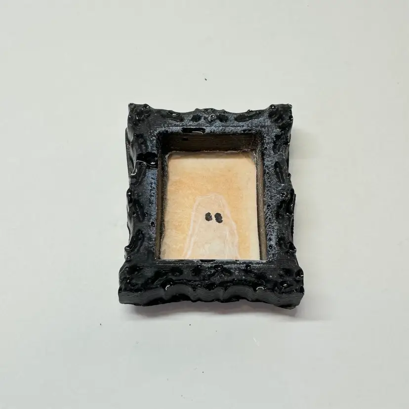 Orange Miniature Ghost Portrait Magnet Made By Me .75” X 1”