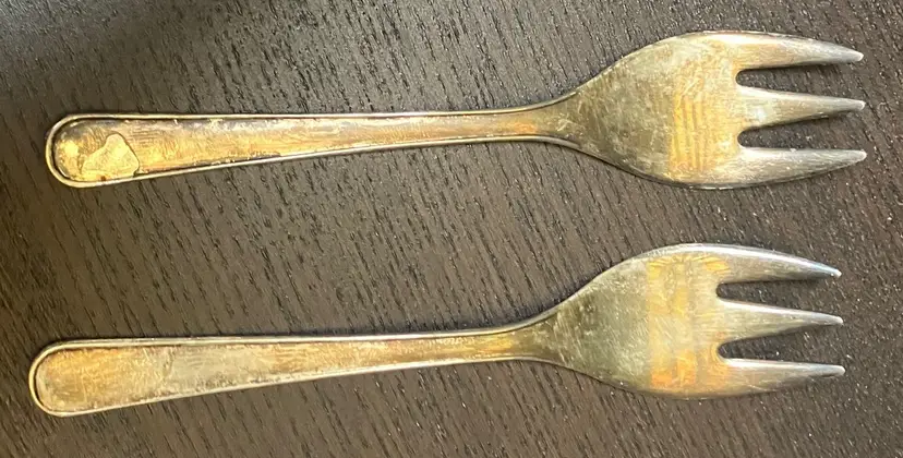 VTG Leonard Silver-plated Italy Small 3-tine Forks Salad Dessert Pastry X 2