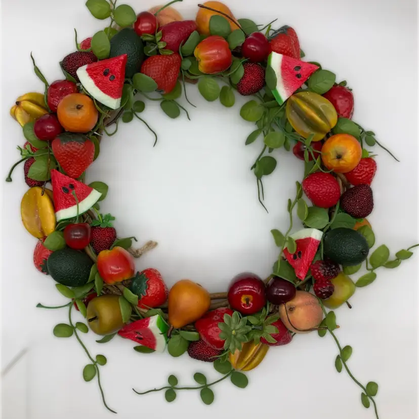 Tutti Frutti Wreath w/vines  Handmade By ME 15” Diameter