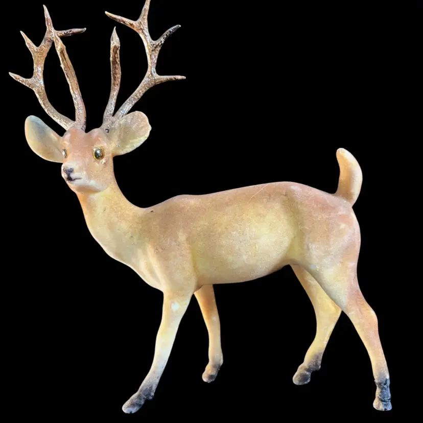 Vintage Mid-Century 8 1/2" Flocked Reindeer Buck