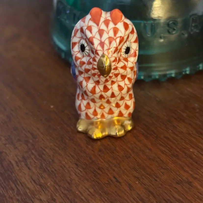 Herend Orange Owl Baby