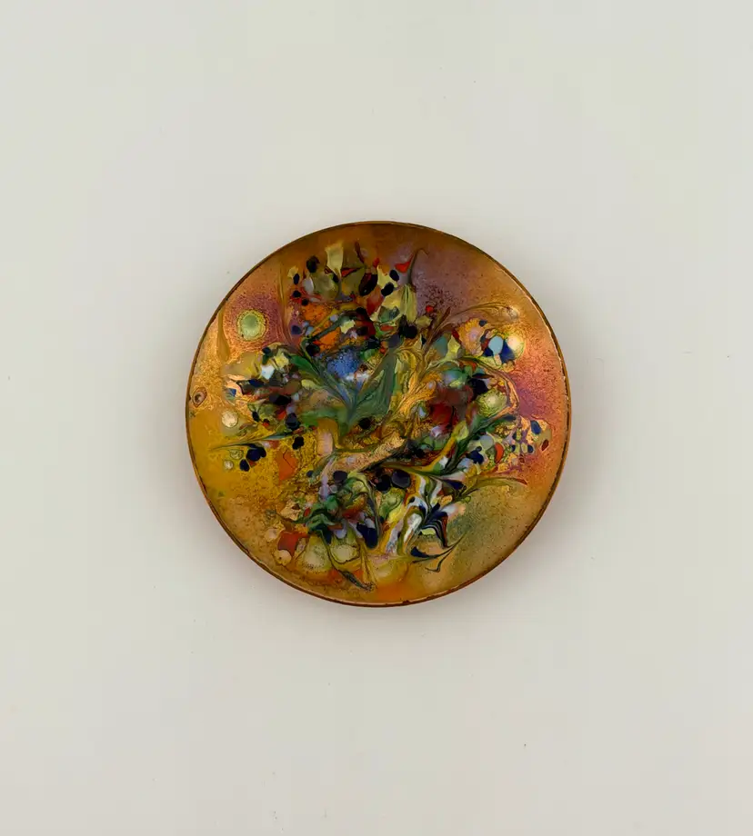 Vintage Small Enamel on Copper Dish 3”