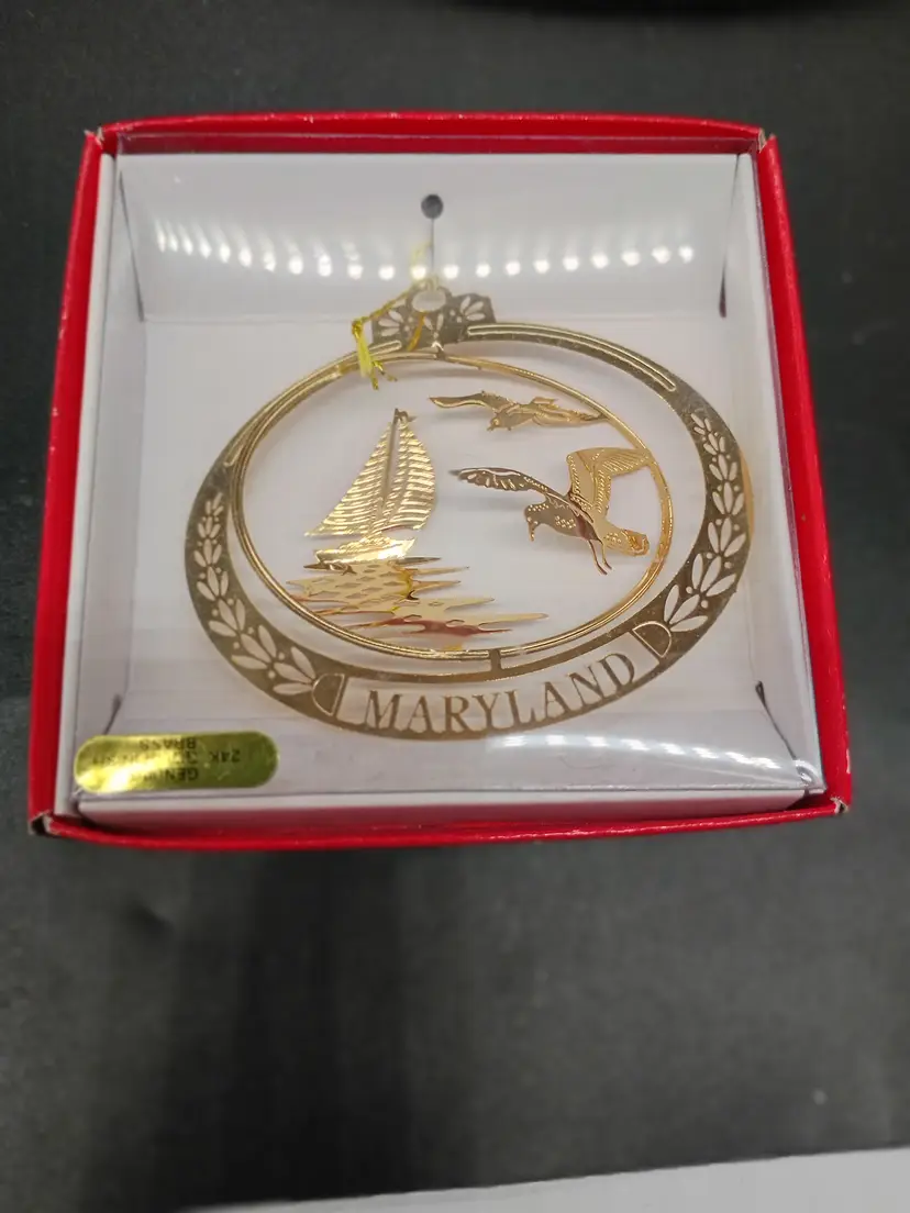 24K Gold Plated Brass Nations Treasures Christmas Ornament -  Maryland.