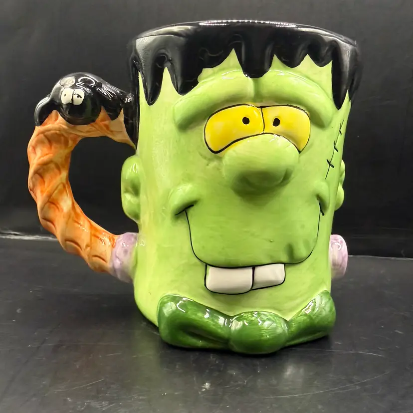 3D Y2K Vintage Kitschy Frankenstein & Spider Mug 4”