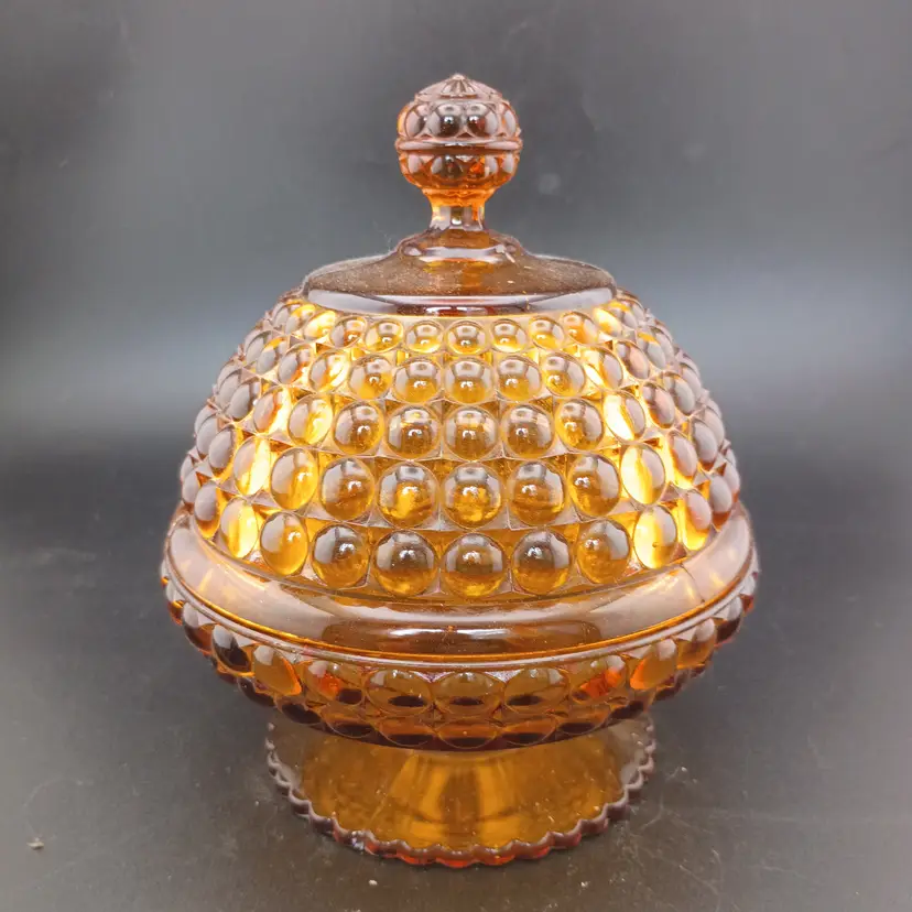 Amber glass domed pedestal dish