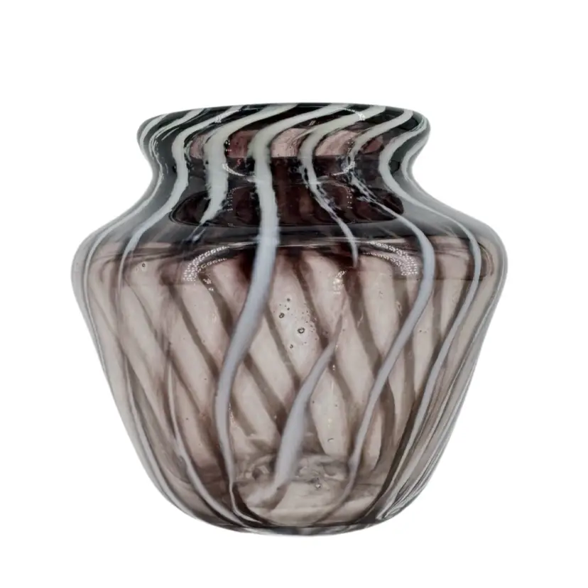 Signed Art Glass Purple & White Swirl Glass Vase