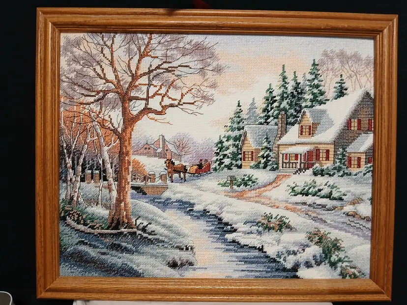 Winter Scene Cross-Stitch Art