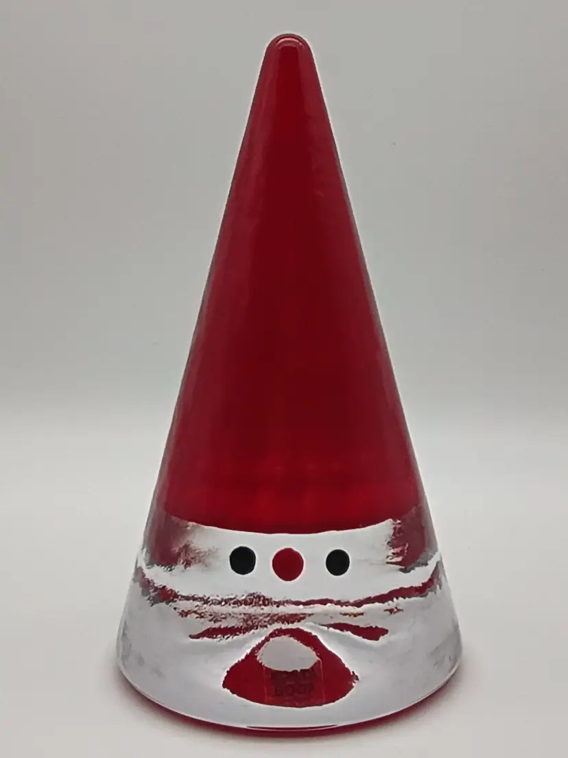 Kosta Boda Art Glass Paperweight ~ Santa Noel Gnome ~ Signed ~ Sweden