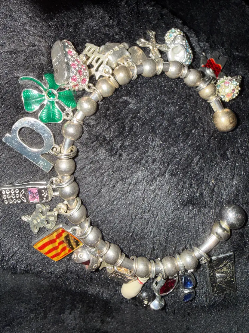 Vintage 925 Charm Bracelet with Unique Accents