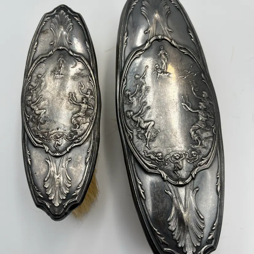 Antique Art Nouveau Embossed Vanity Brushes
