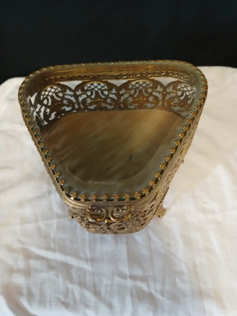 Filigree Glass Jewelry/ Trinket Box