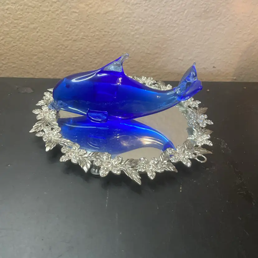 Gorgeous Viking Glass 4” Cobalt Blue Dolphin Figurine