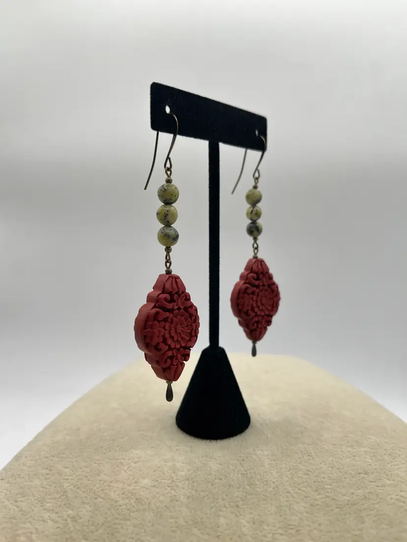 #160 "Carved" Series - Handmade by Me -- Upcycled Vintage Earrings