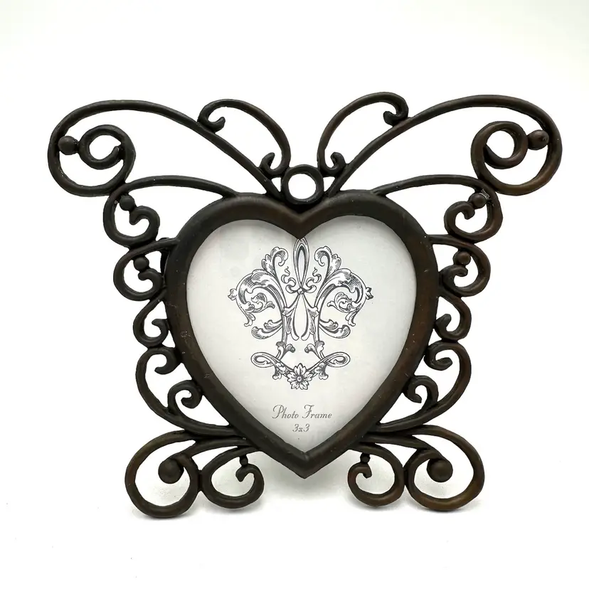 Butterfly Black Metal Scrollwork Photo Frame 5” X 6”
