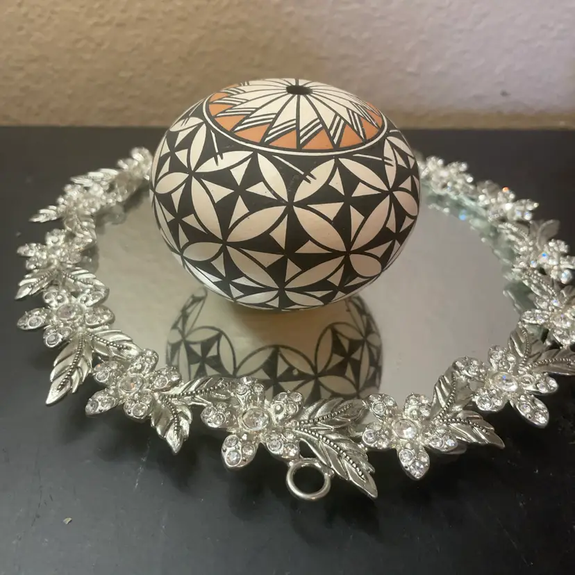 RARE HTF Signed Marcella Augustine Acoma Pottery NM Geometric Seed Pot
