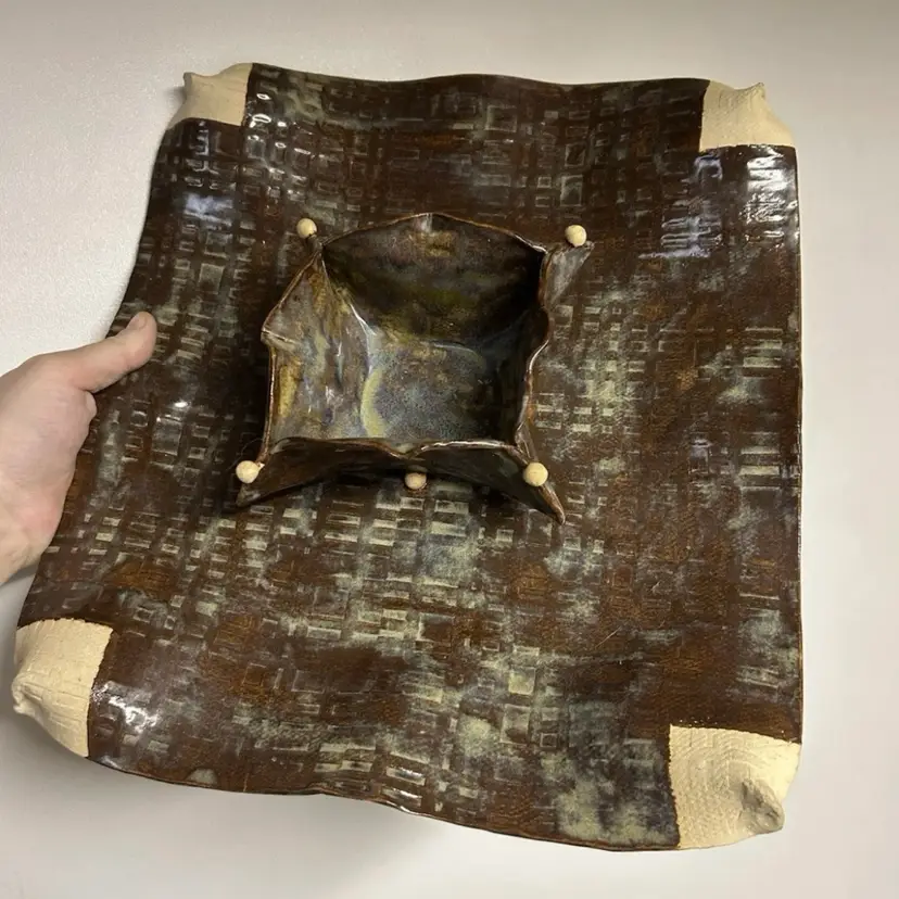 Large Handmade Pottery Chip N Dip Tray
