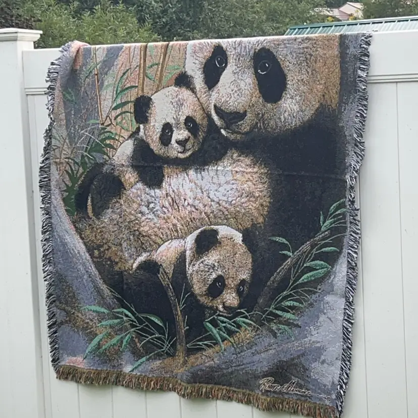 Panda Family Tapestry Blanket
