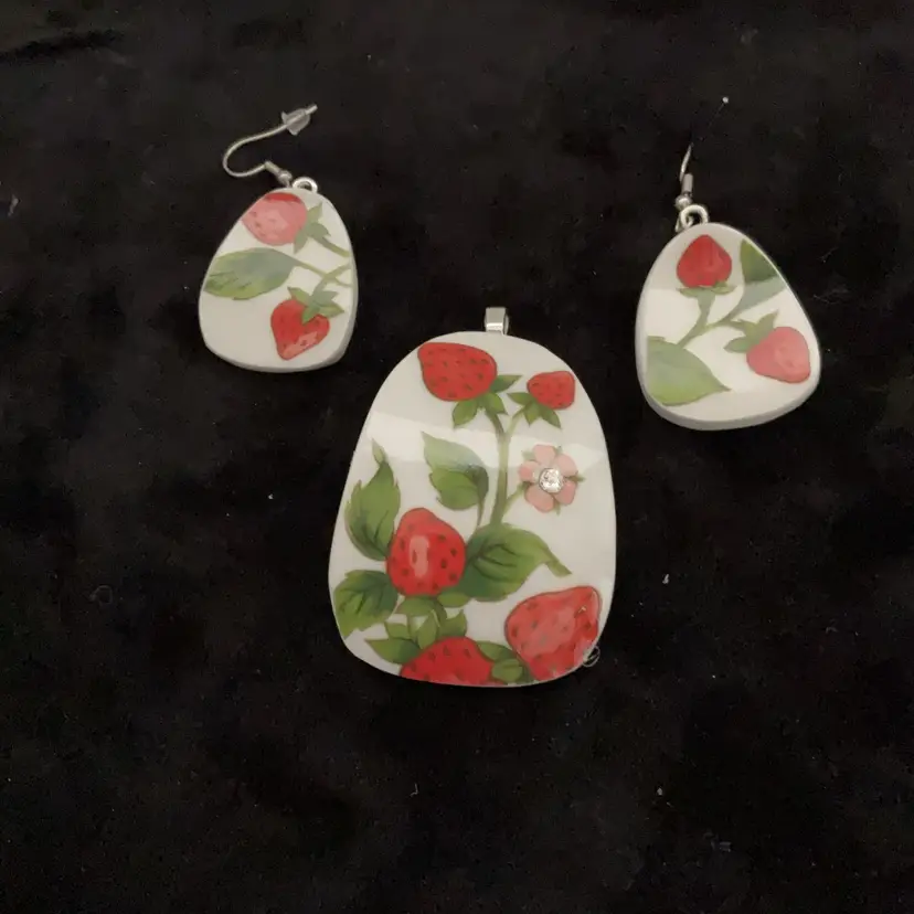Strawberry Broken Teacup Jewelry Made By Me