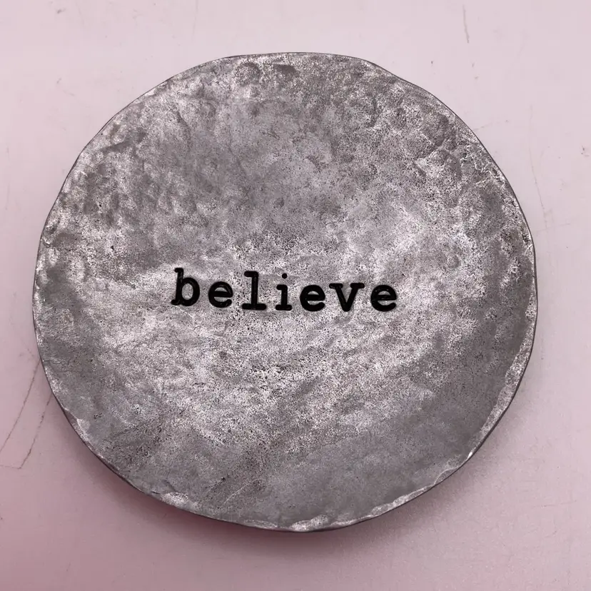 POW4 Believe Metal Trinket Dish 2.5"