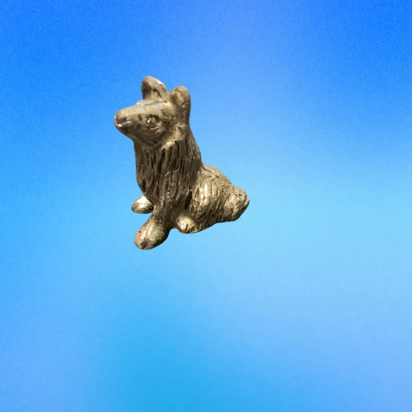 Tiny Pewter Collie Dog Figurine 1”