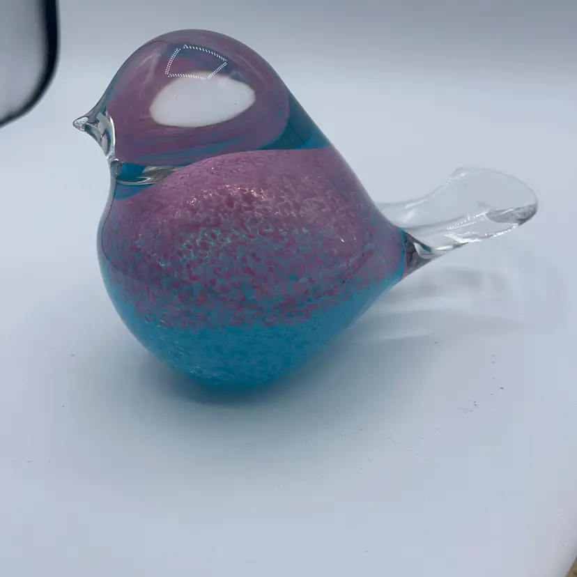 Blue And Pink Bird Paperweight 6 Inches