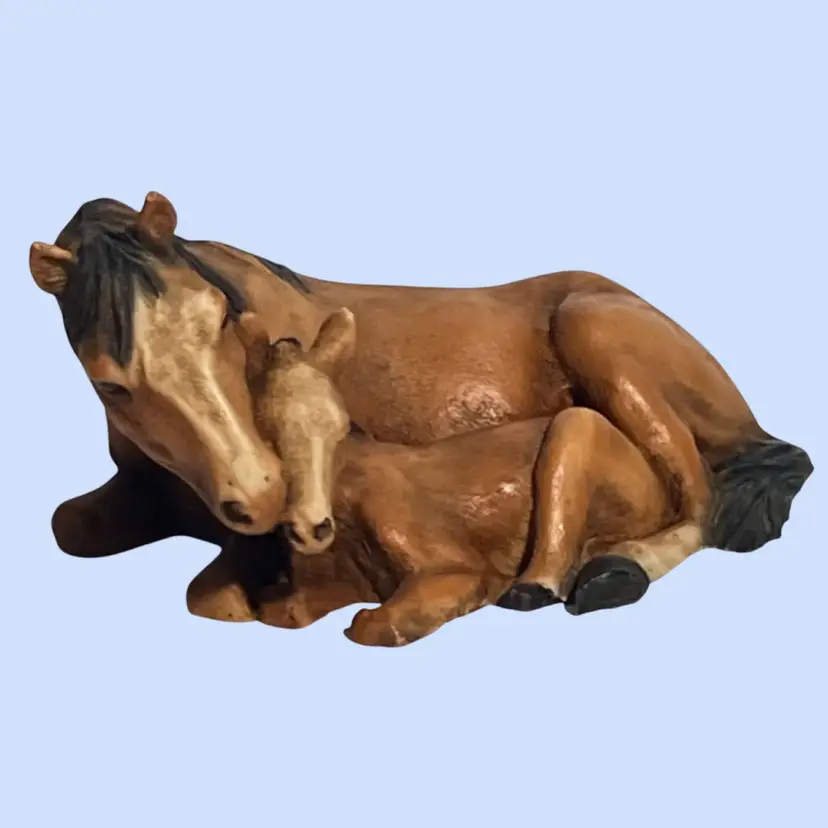 #091- Vintage Mare and Foal figurine Marked Castagna 1988 Italy