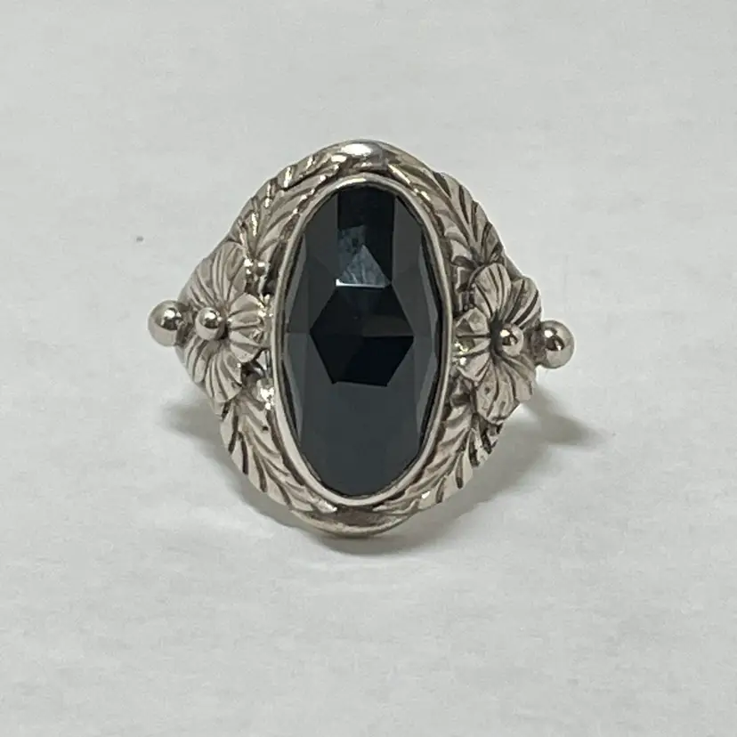 #14 - Size 7/7.5 Onyx 925 Sterling Silver Ring - NEW With Tag