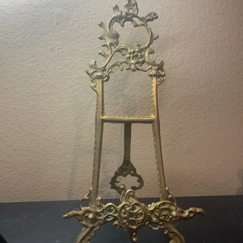 Stunning Art Nouveau 14” Solid Brass Ornate Easel Stand From European Flea market