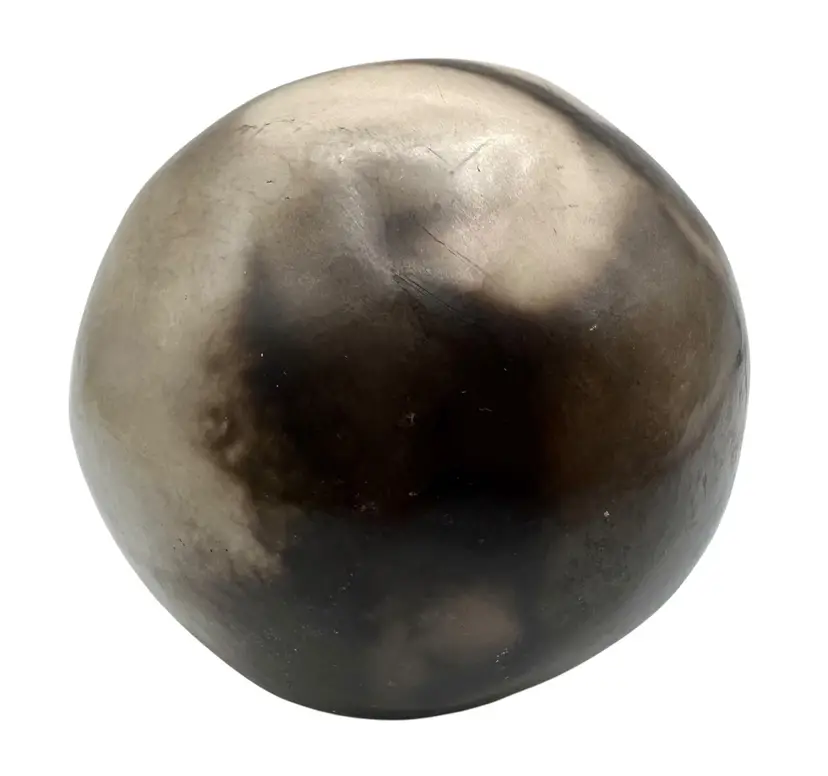 Studio Art Raku Pottery Sphere Ball Globe Orb Black Gray 4.25”