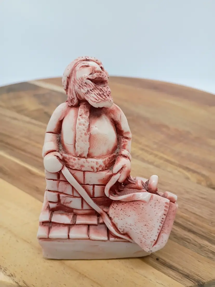 Vintage Georgia Marble Santa In The Chimney Carved Signed  R. Ruth Figurine LE #58/300.
